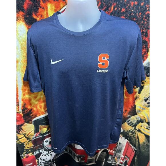 Syracuse University Lacrosse Short Sleeve T-Shirt Mens Nike Dri-Fit Large Blue - Picture 1 of 5